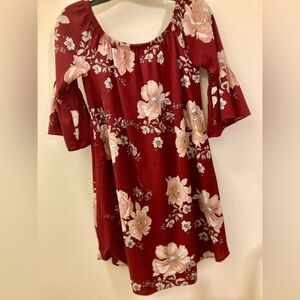 Burgundy and Pink Floral Dress